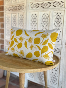 Mustard Seedpods Linen Lumbar Cushion