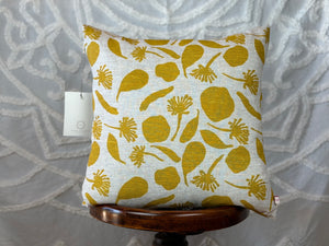 Mustard Seedpods Hand Printed Linen Cushion Cover